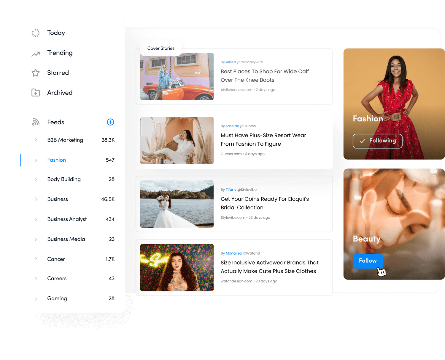 RSS feeds - find social media content