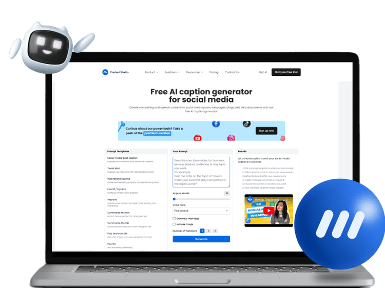 AI social caption generator