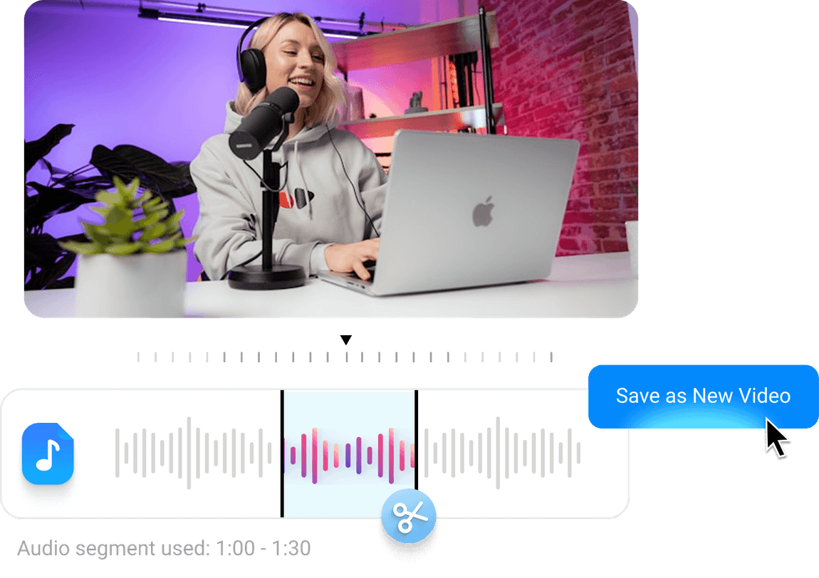 Built-in professional audio editing