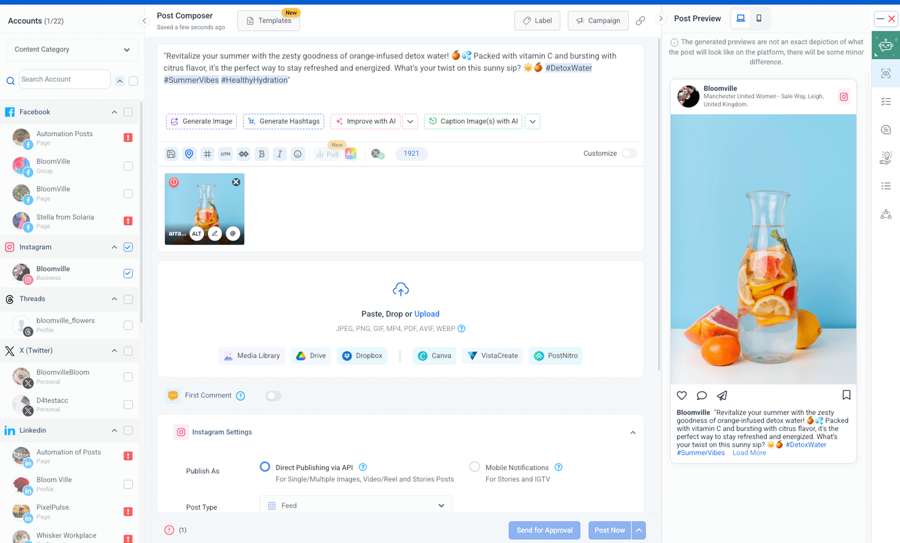 Create platform-ready posts in one composer