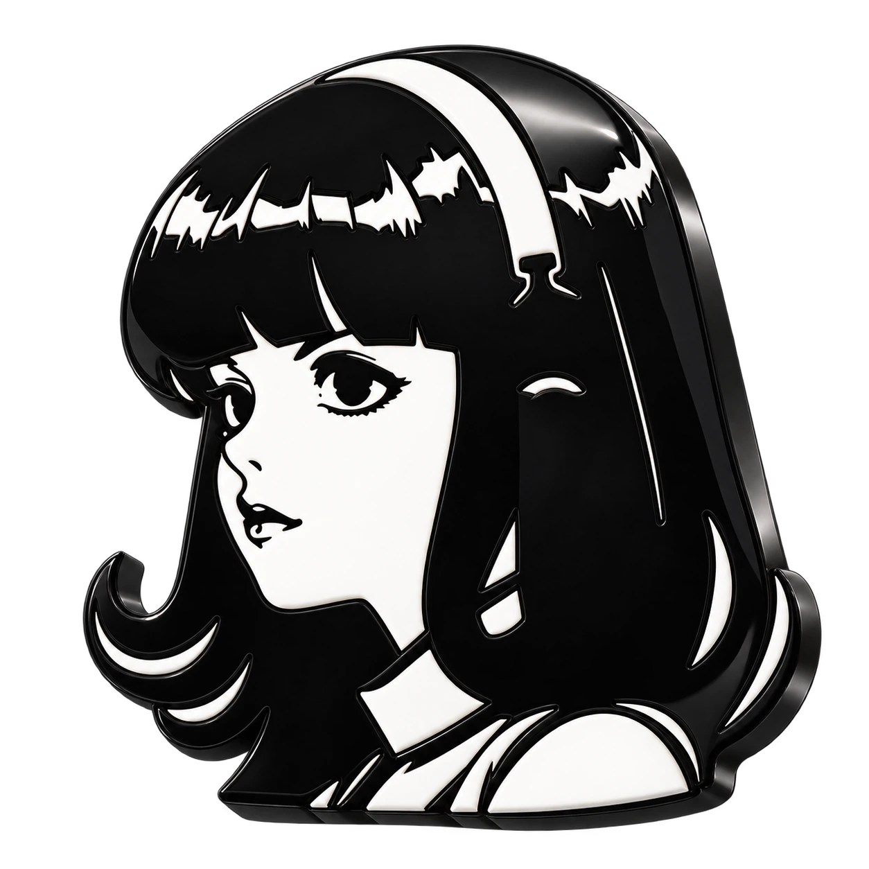 Standalone 3D Hermes Agent portrait in original black and white