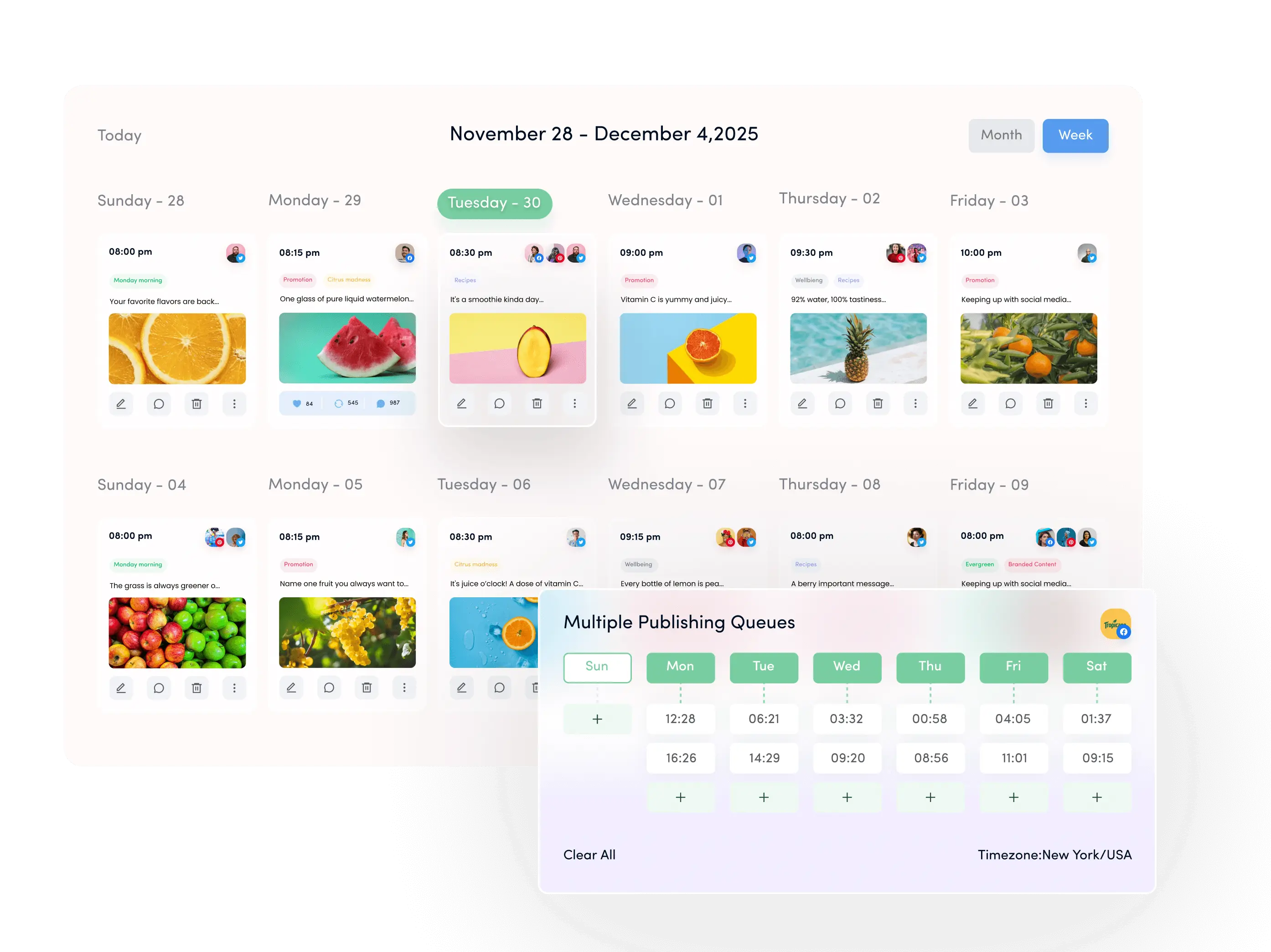 Unified content calendar for your social media management feature