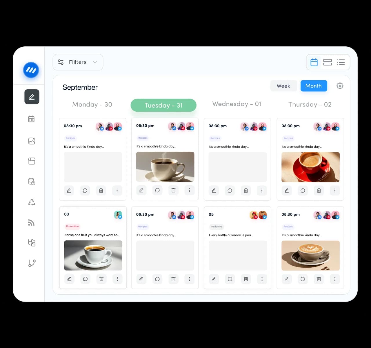 A unified social media content calendar for teams