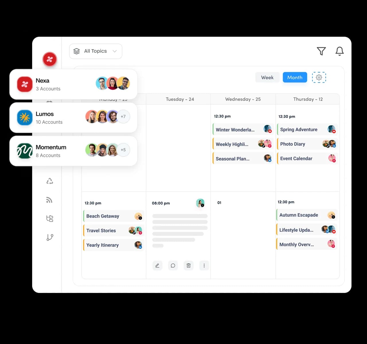 Dedicated client workspaces for content calendar management