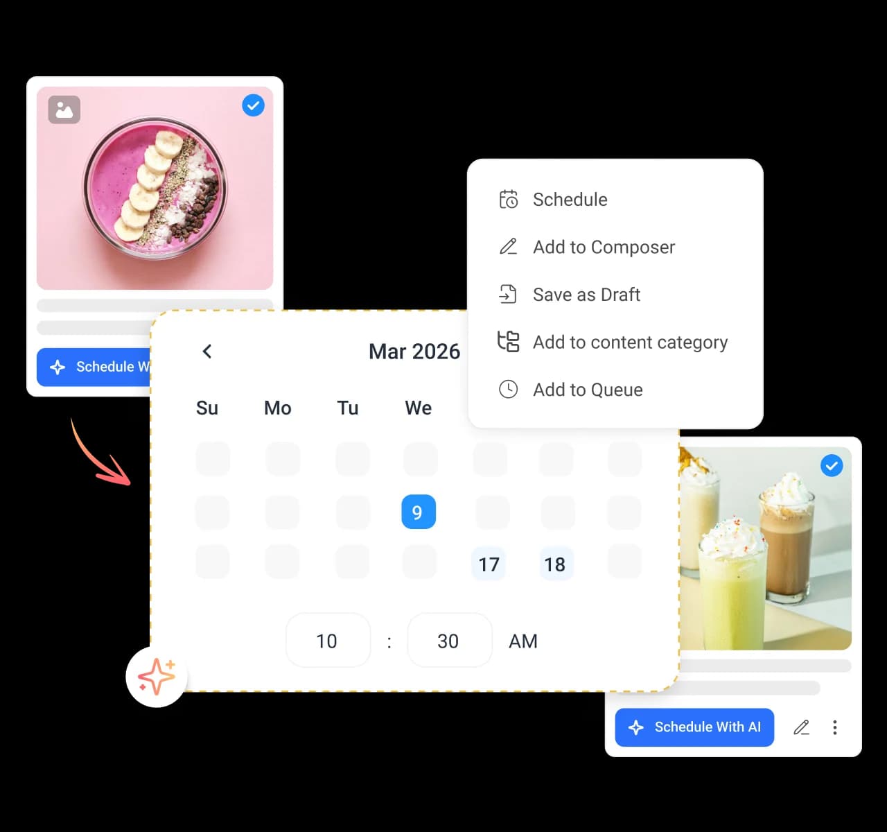 Flexible publishing options inside the content calendar