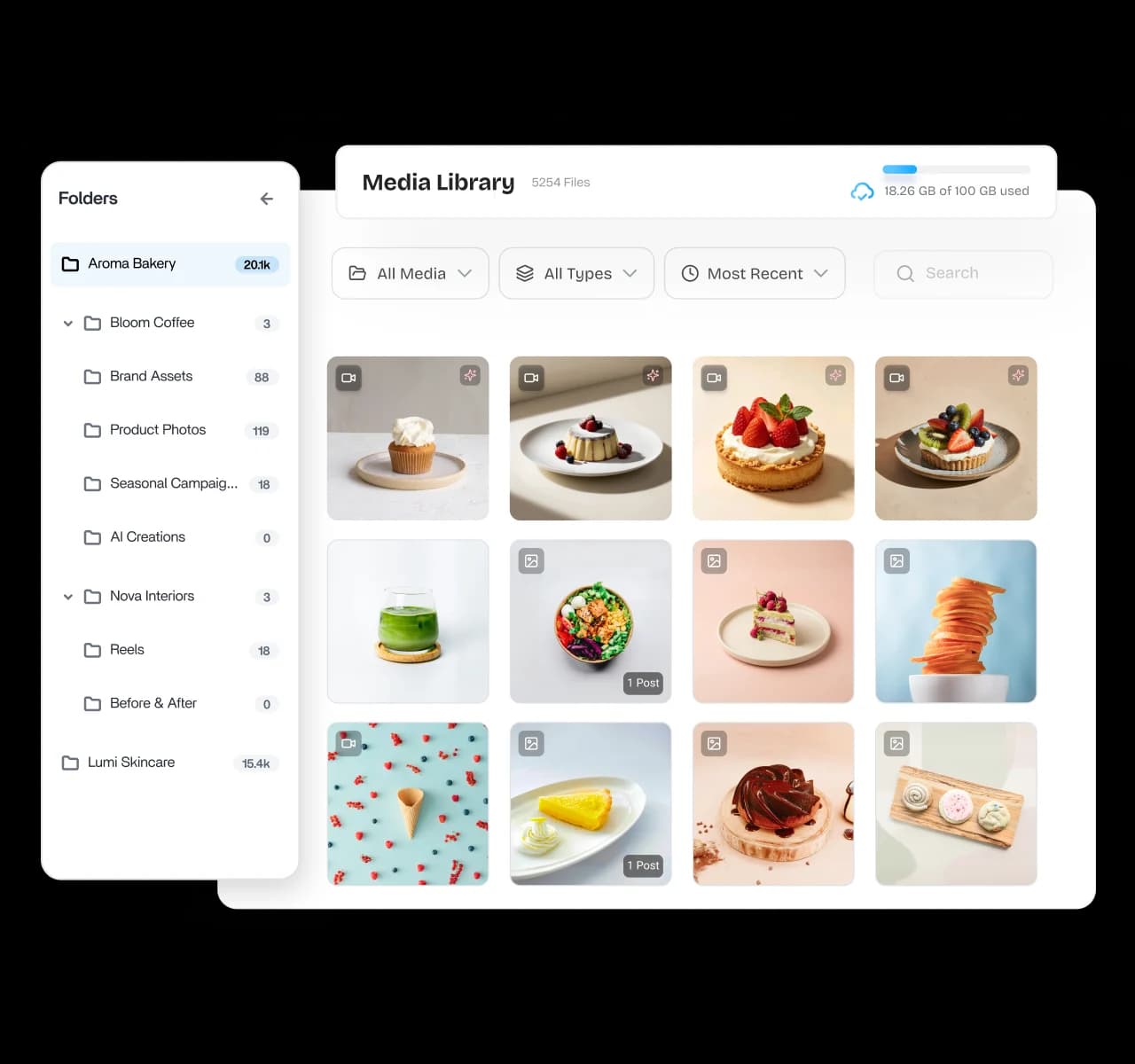 Tag content by topic, team, and campaign inside the library