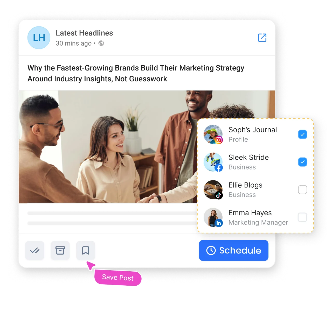 Curate articles and turn them into social posts