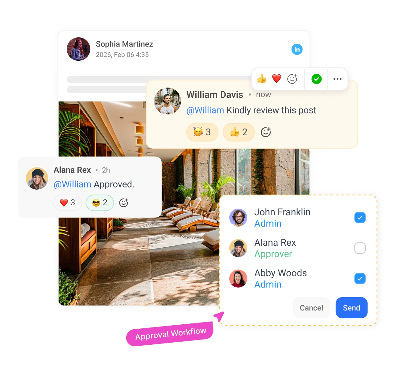 Social media posting with approval workflow