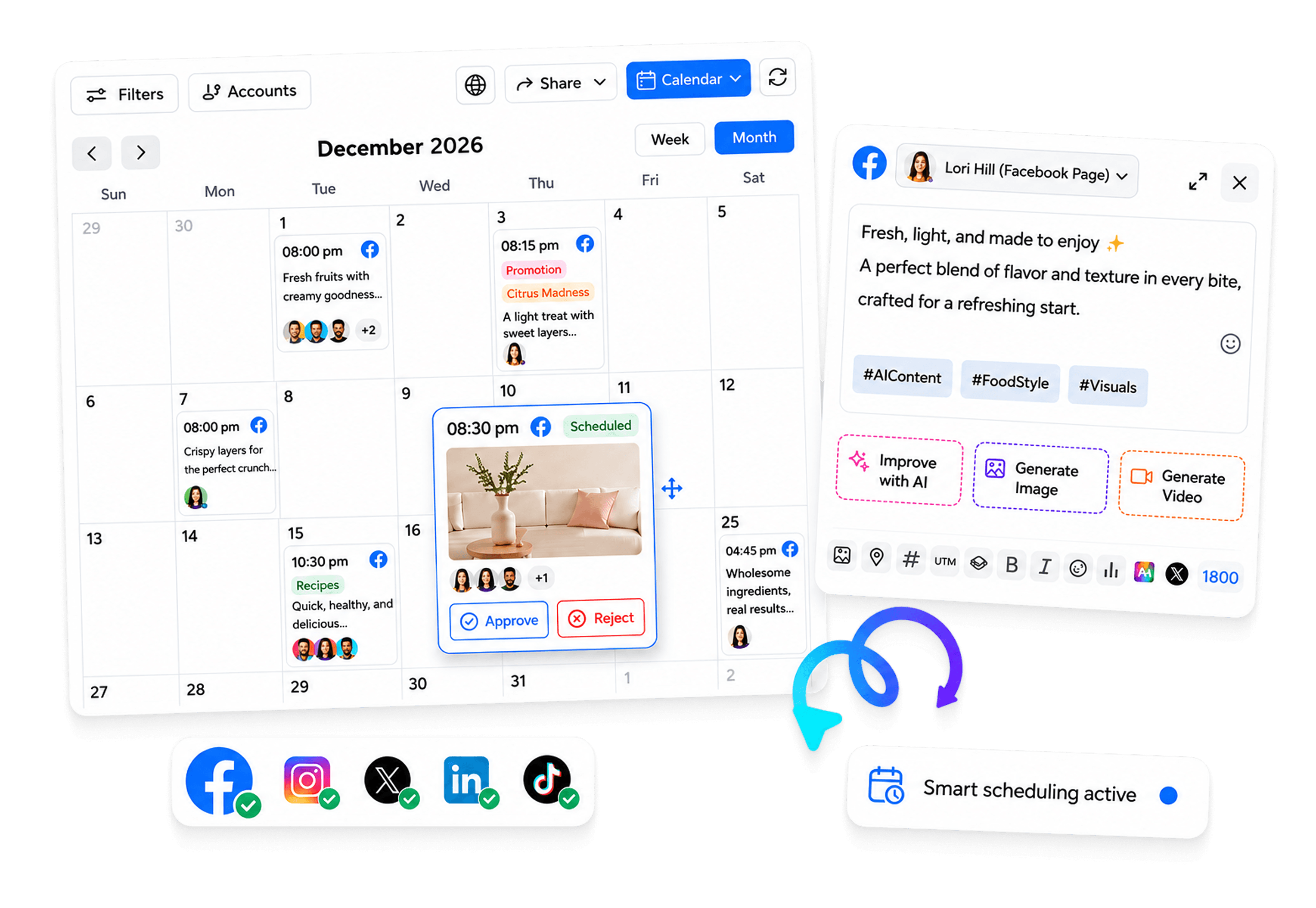 Schedule posts across every network from one calendar