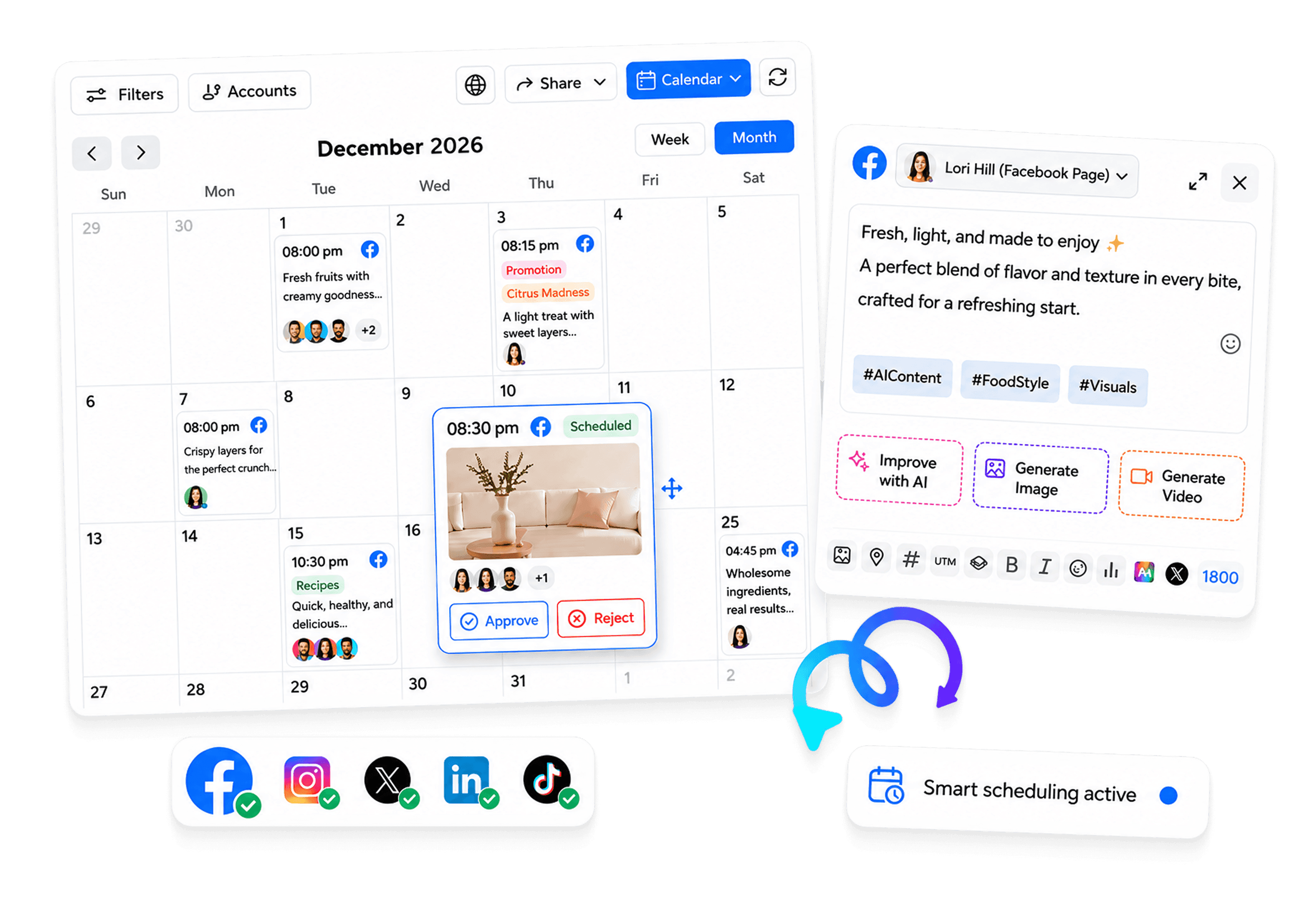 Schedule posts across every network from one calendar