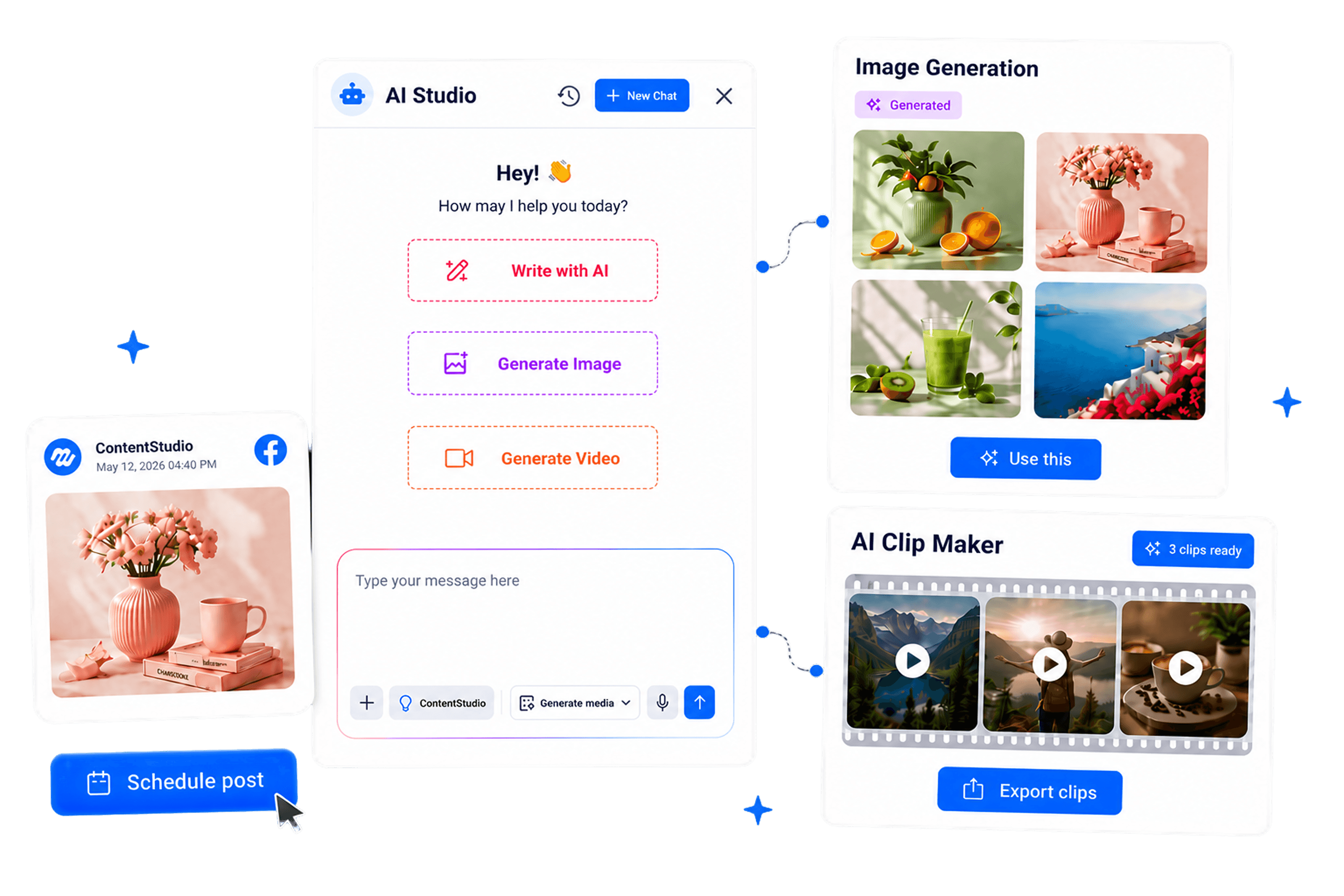 Write, design, and schedule posts with AI