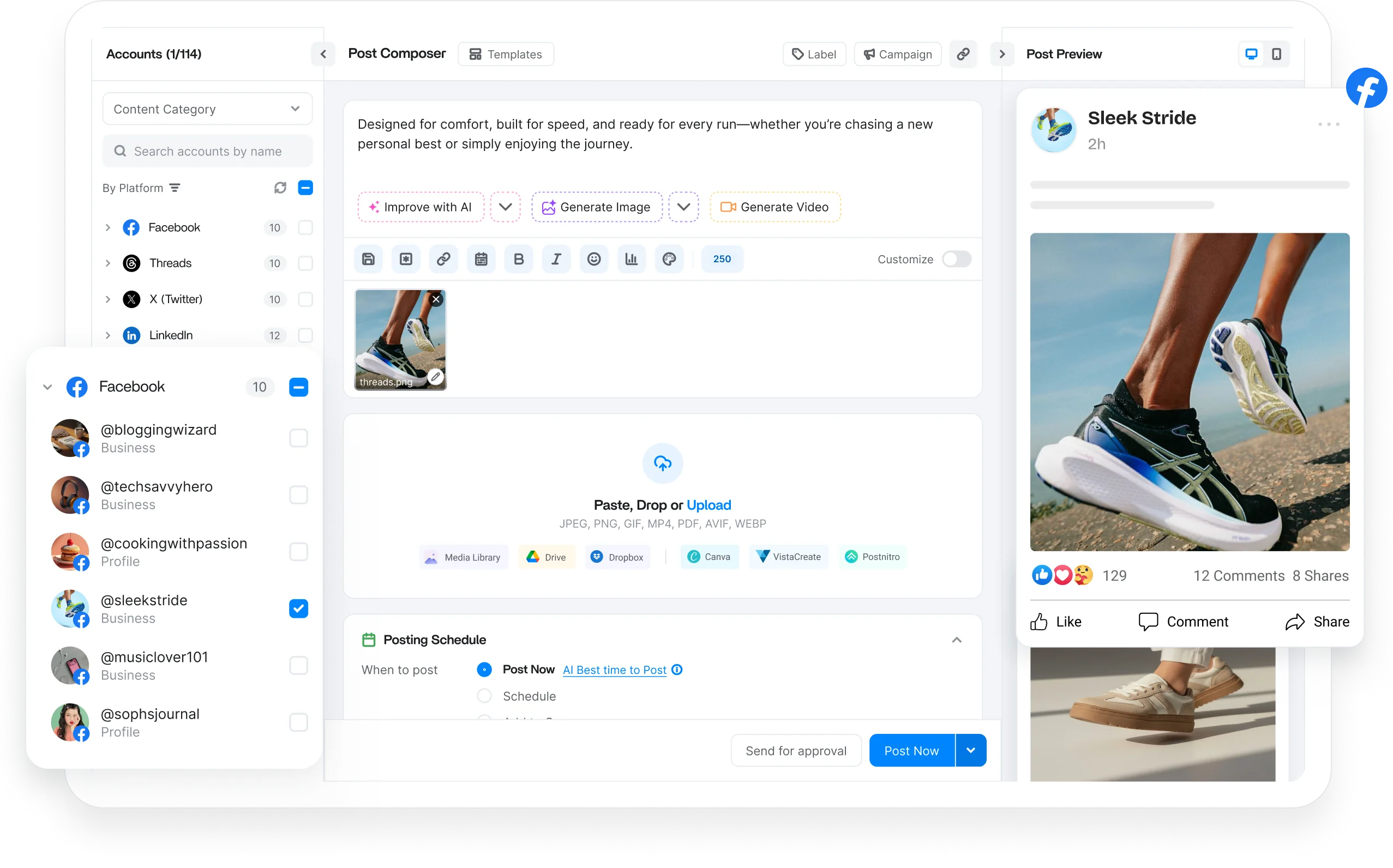 Facebook scheduler dashboard
