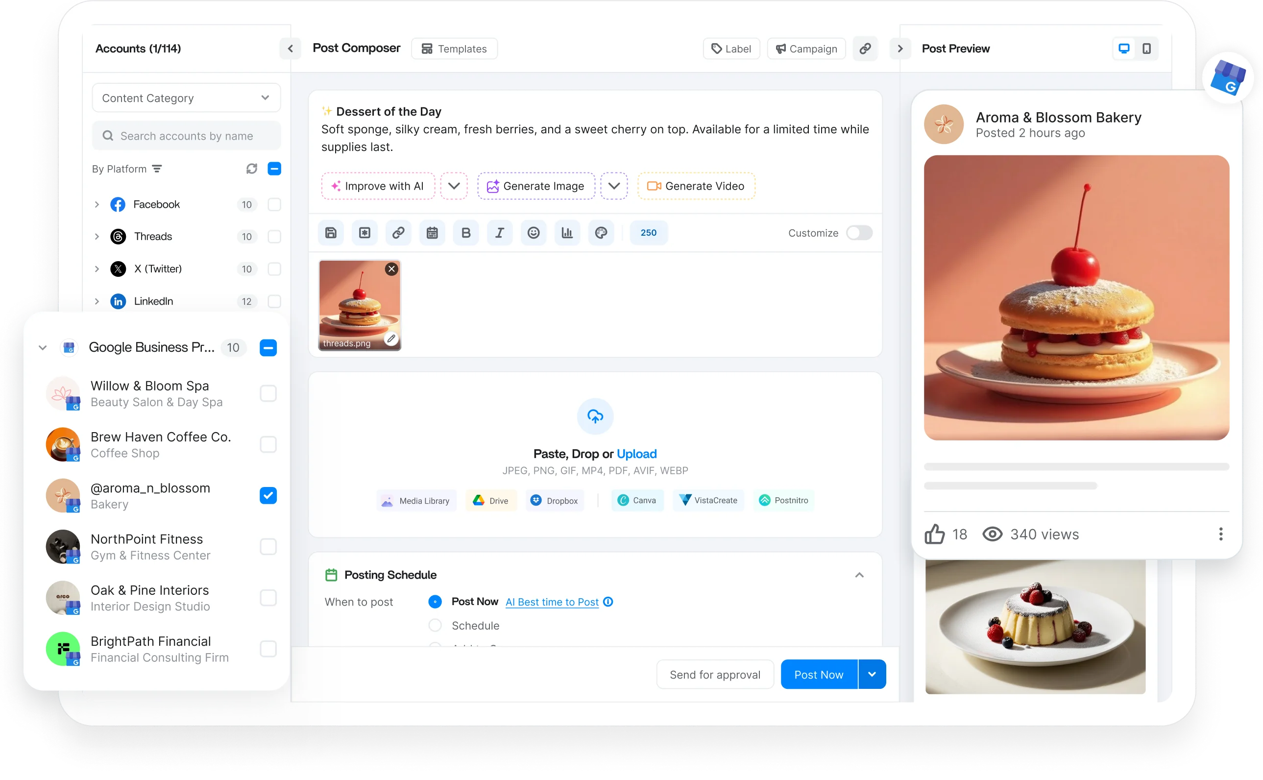 Google Business Profile scheduler dashboard