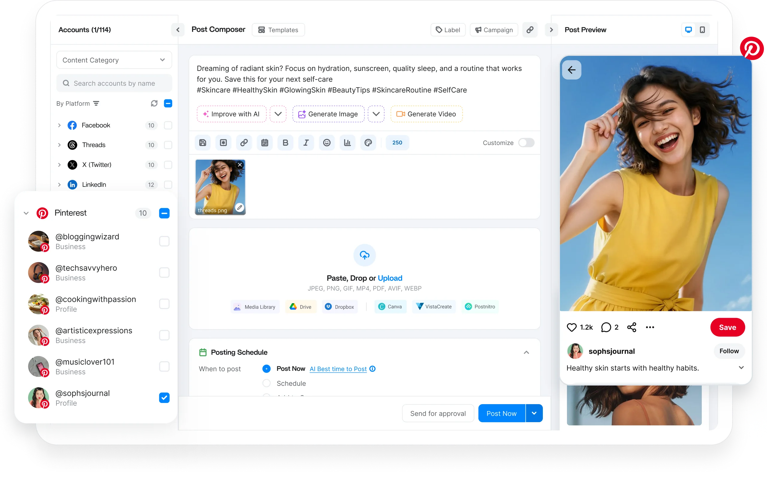 Pinterest scheduler dashboard