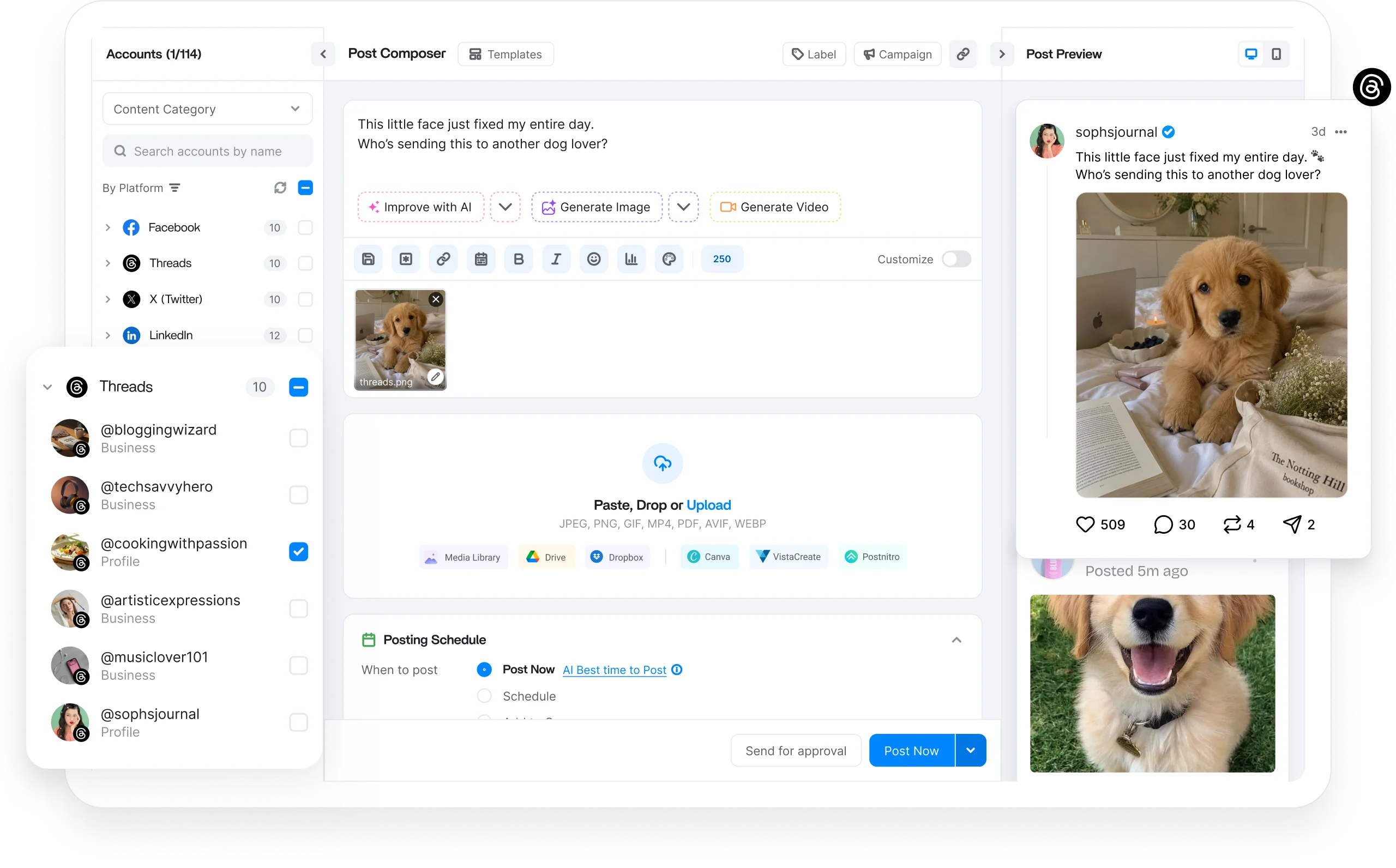 Threads scheduler dashboard