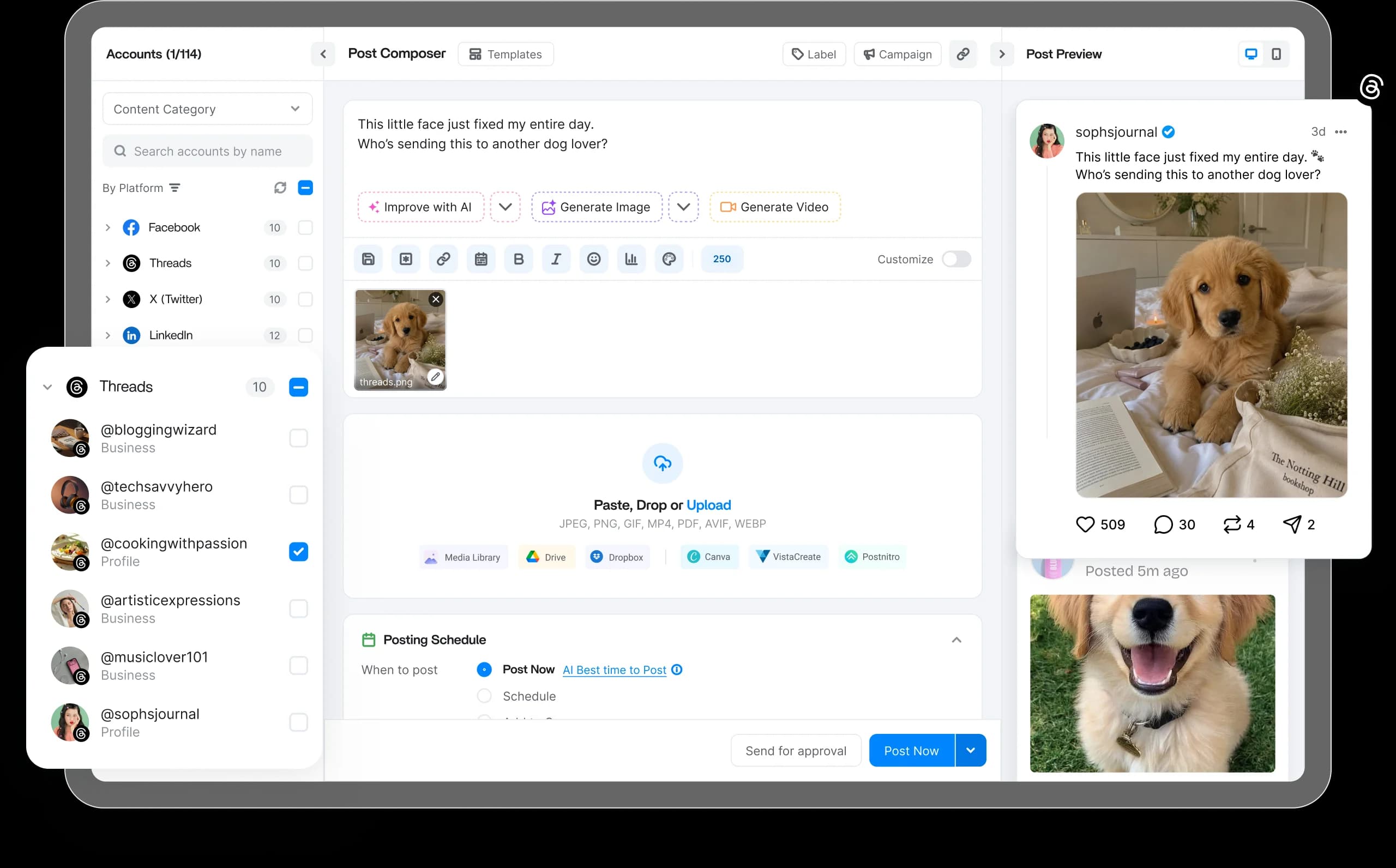 Threads scheduler dashboard