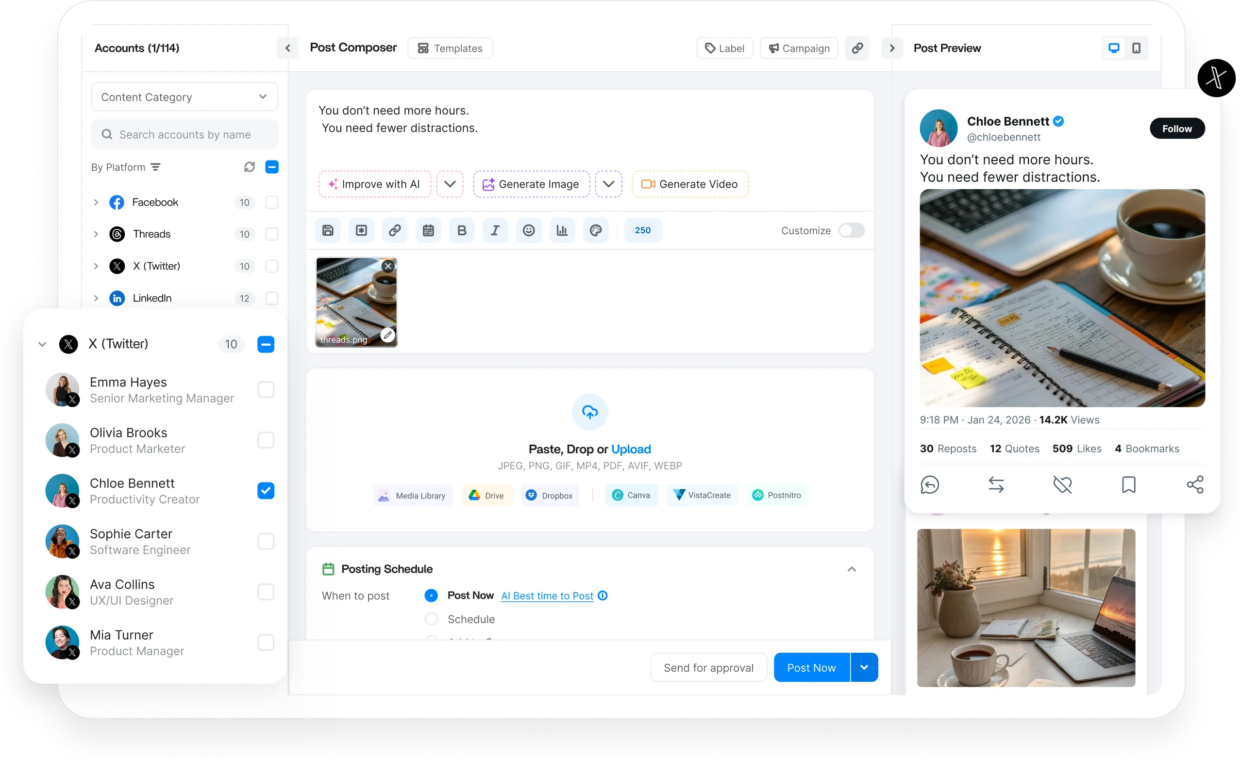 X scheduler dashboard