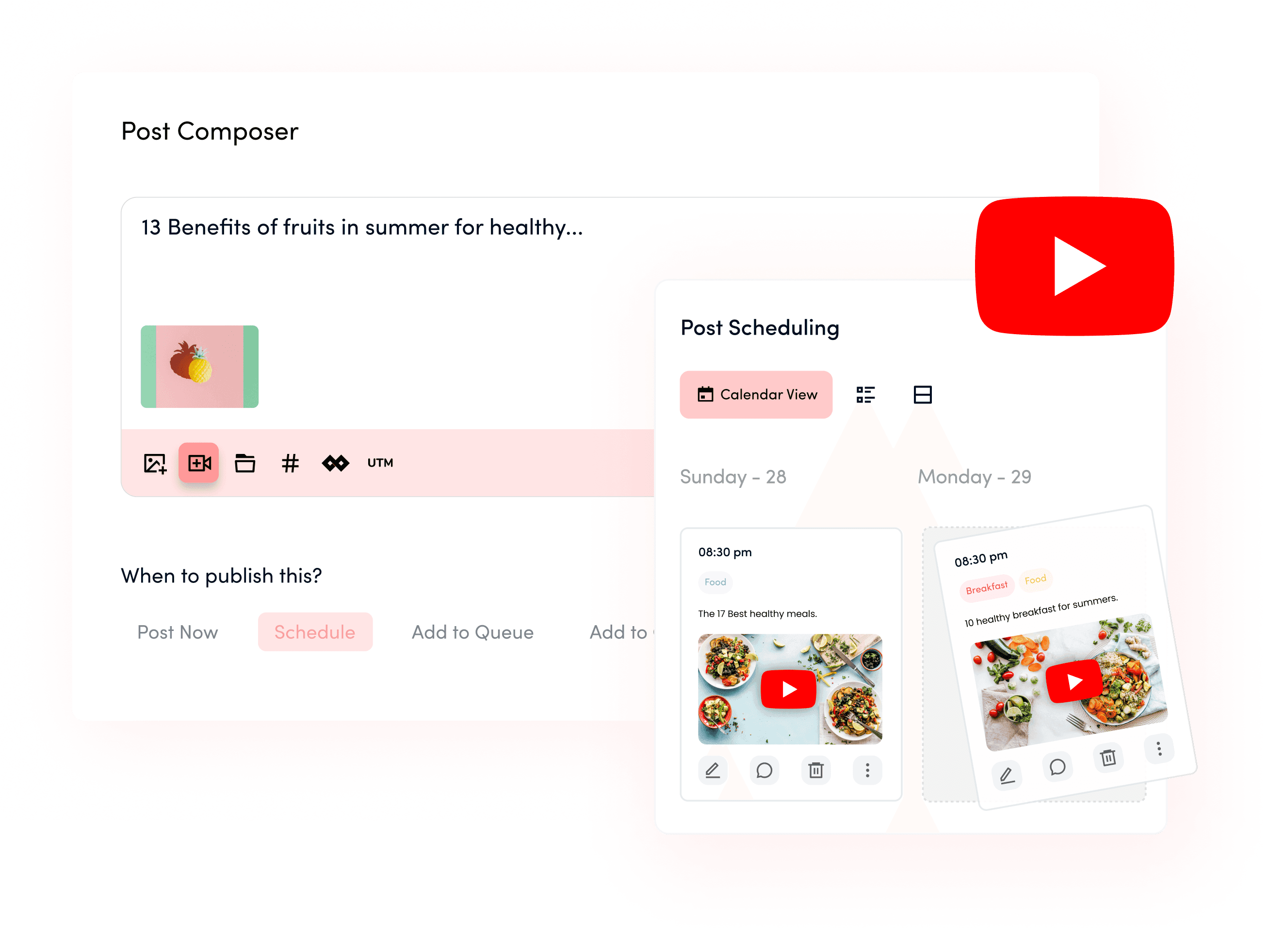 YouTube scheduler dashboard
