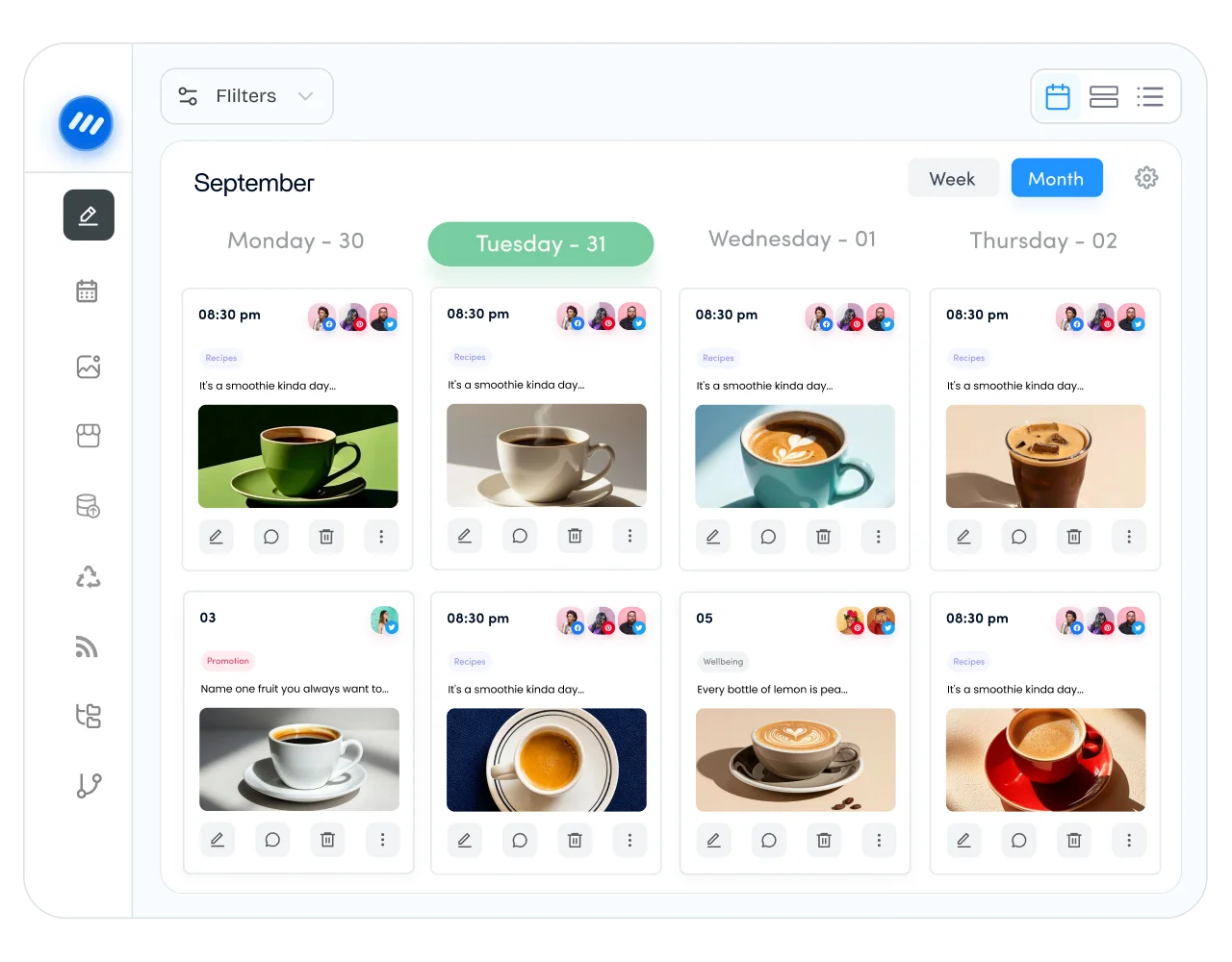 Agency social media management software dashboard