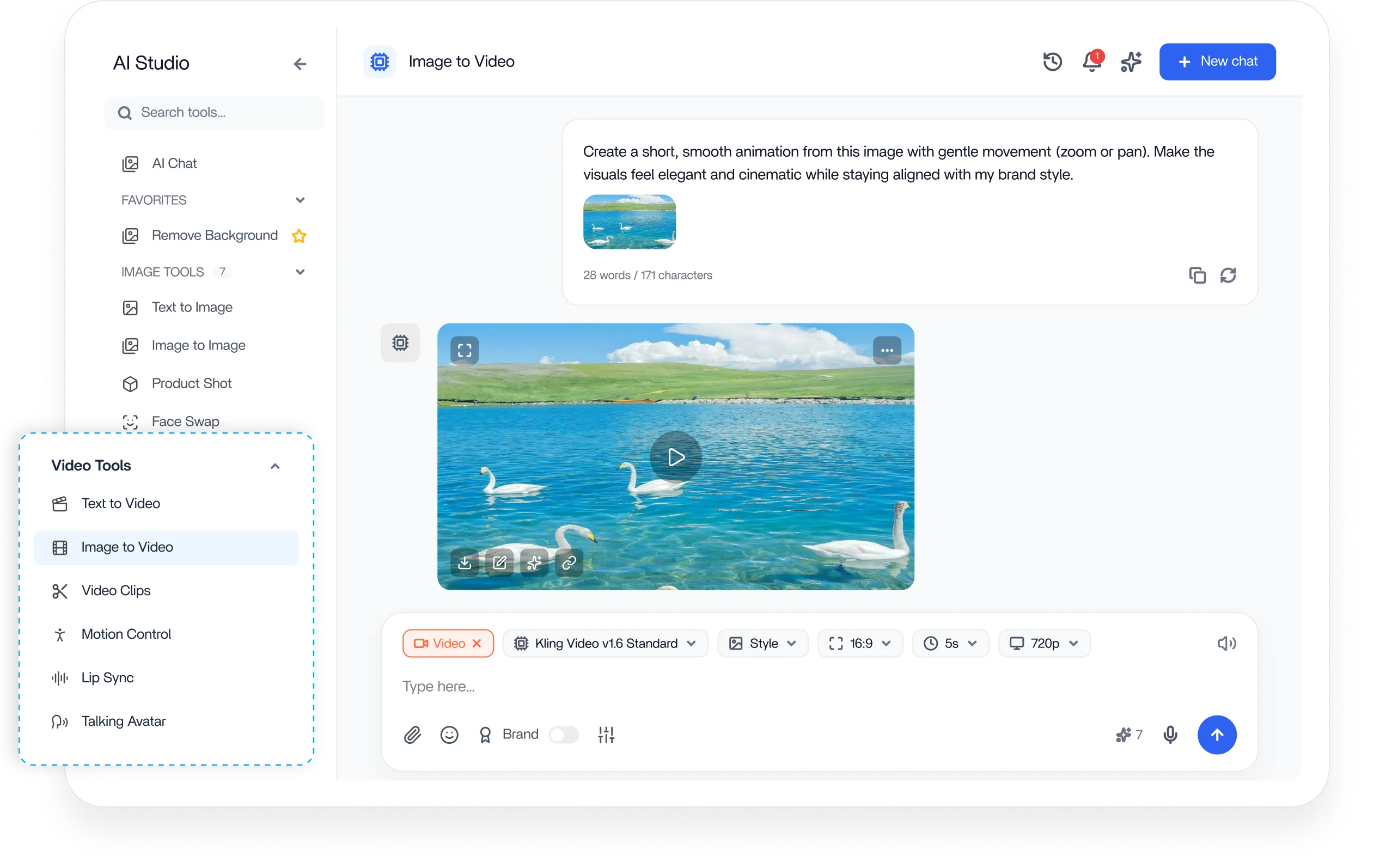 ContentStudio AI video generator dashboard