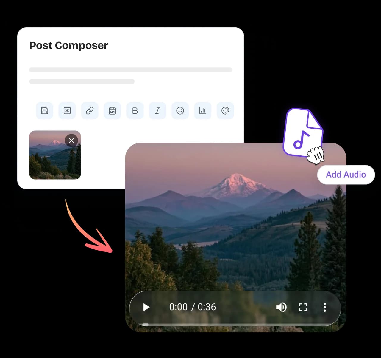 Add audio straight from the composer - audio library