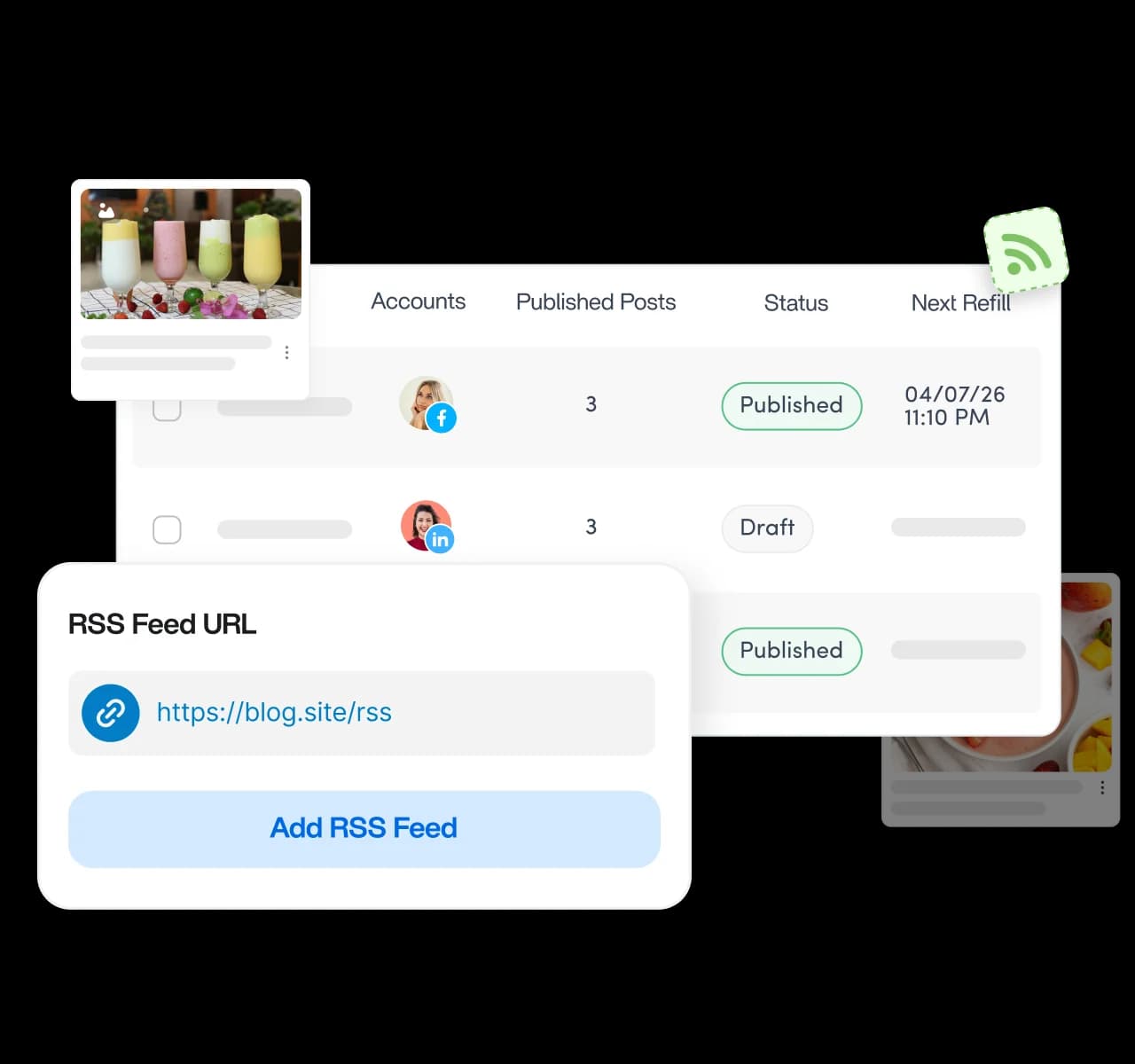 Connect RSS feeds and keep your social channels active - social media automation