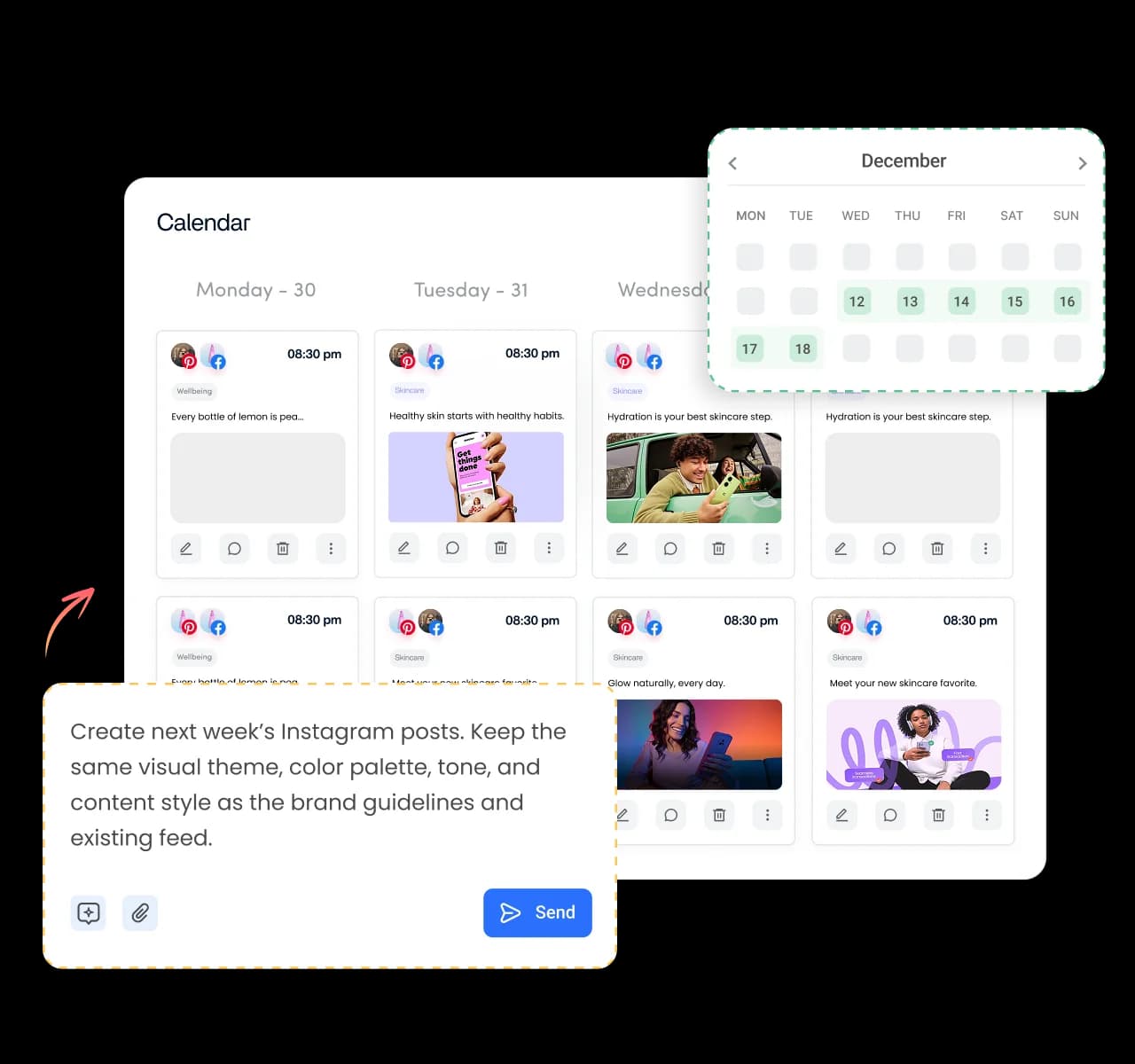 Generate posts and bulk schedule with AI - bulk scheduling