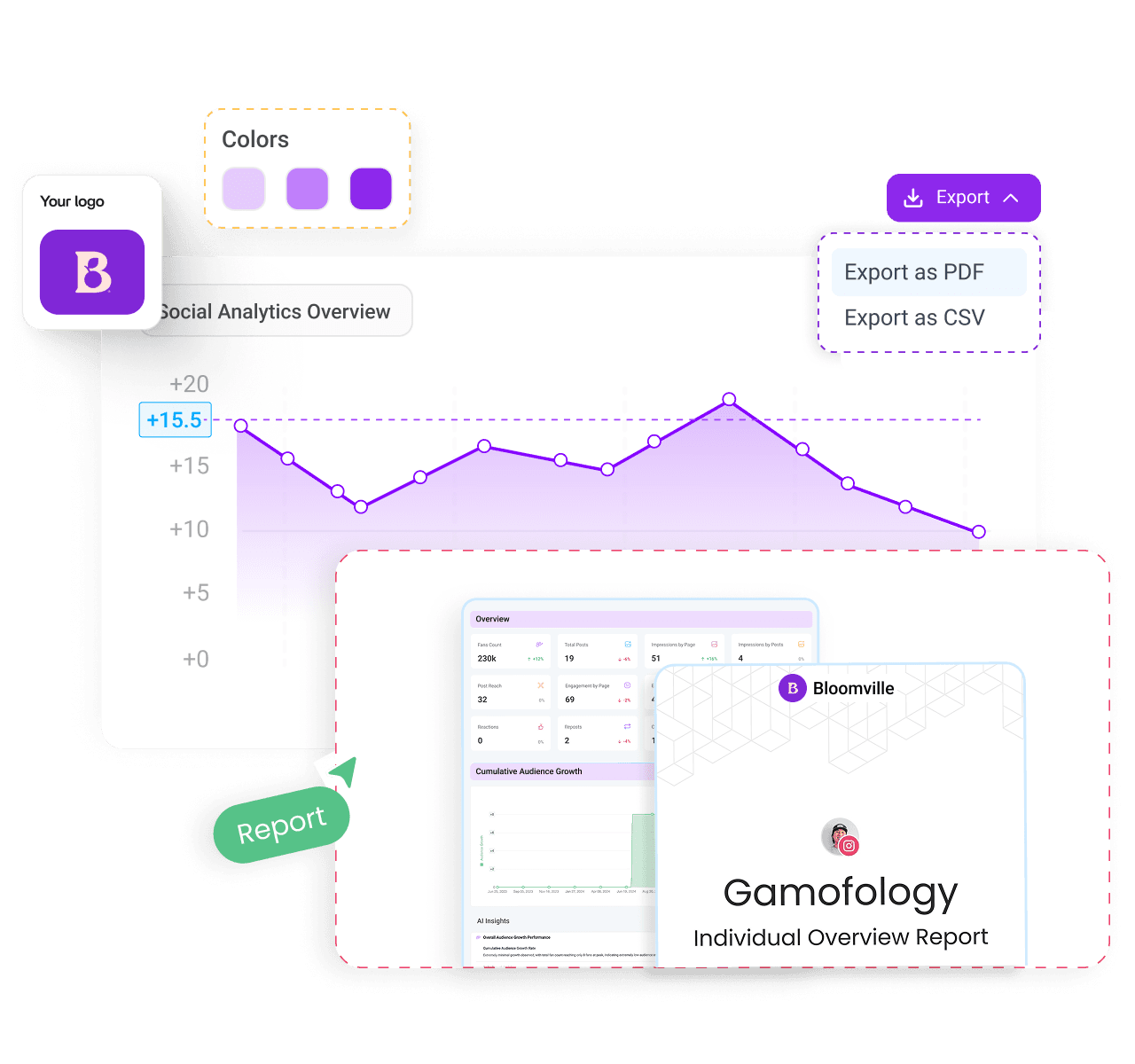 Deliver polished reports under your own name - white-label social media management software