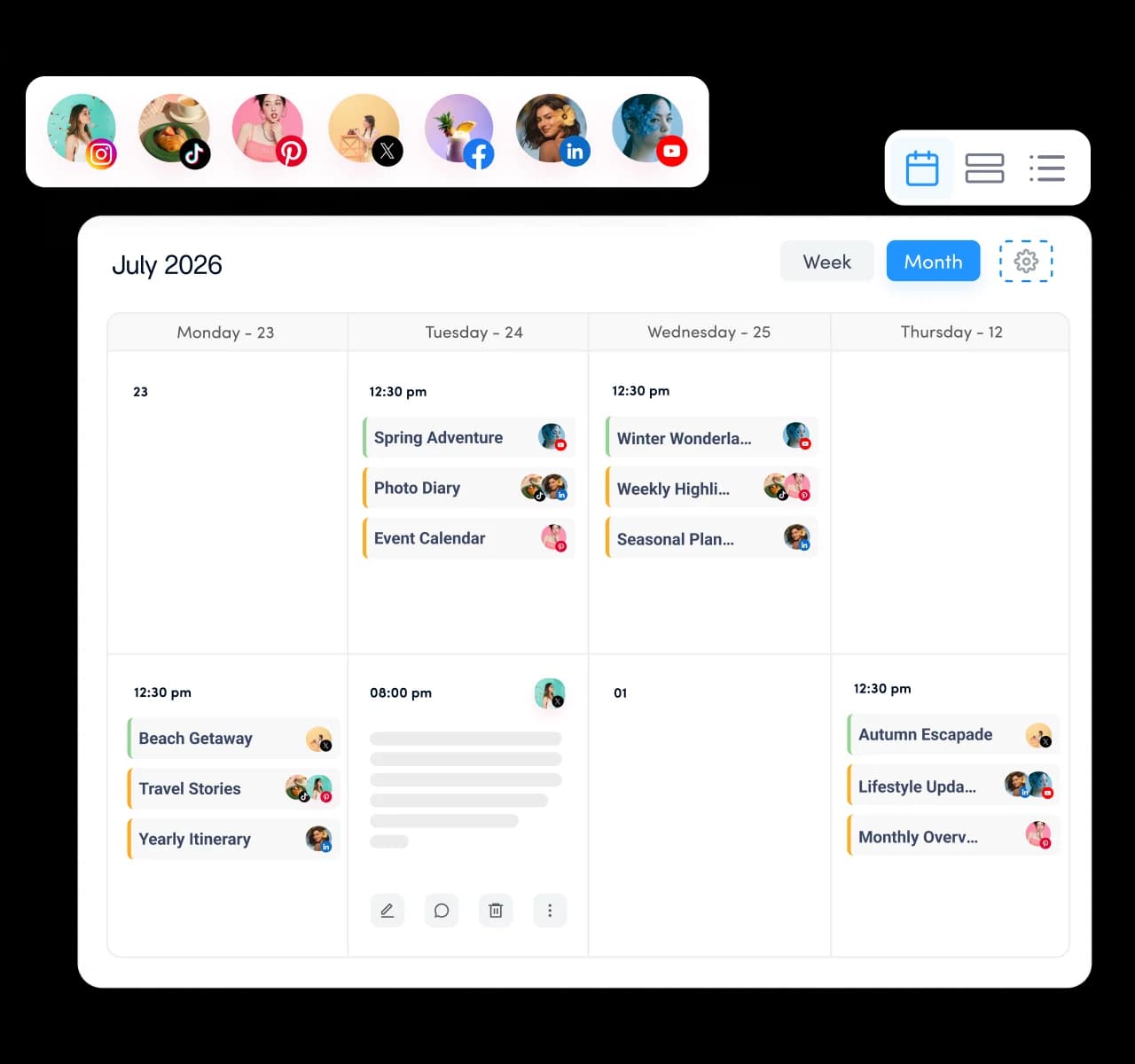 A shared calendar for every account you touch - social media workspaces