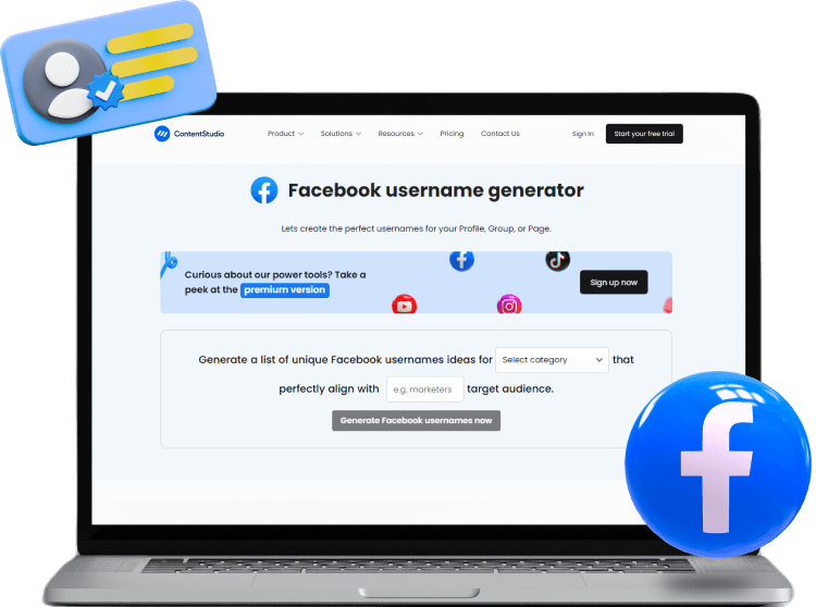 Facebook username generator