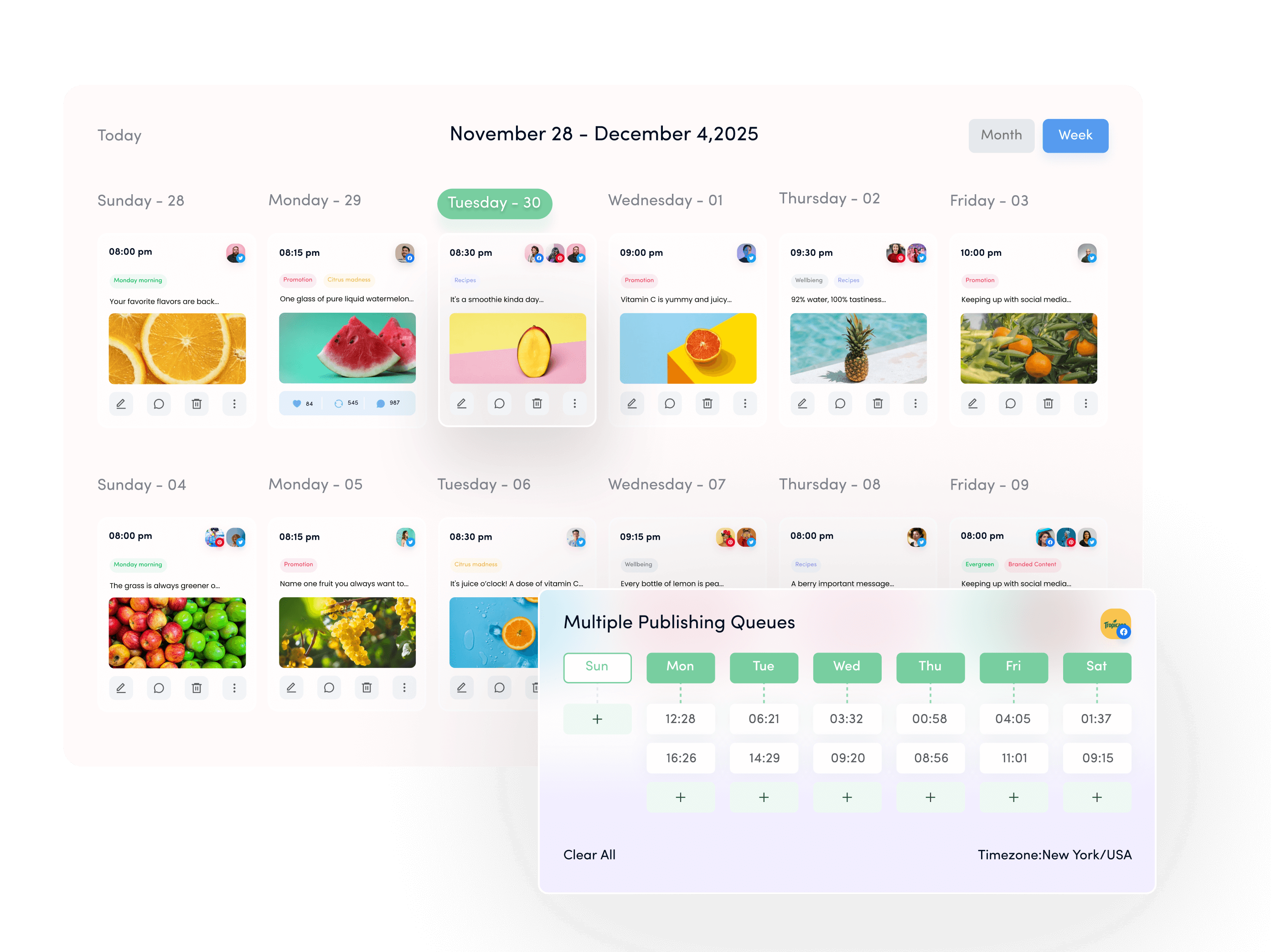 Unified content calendar for your social media management feature