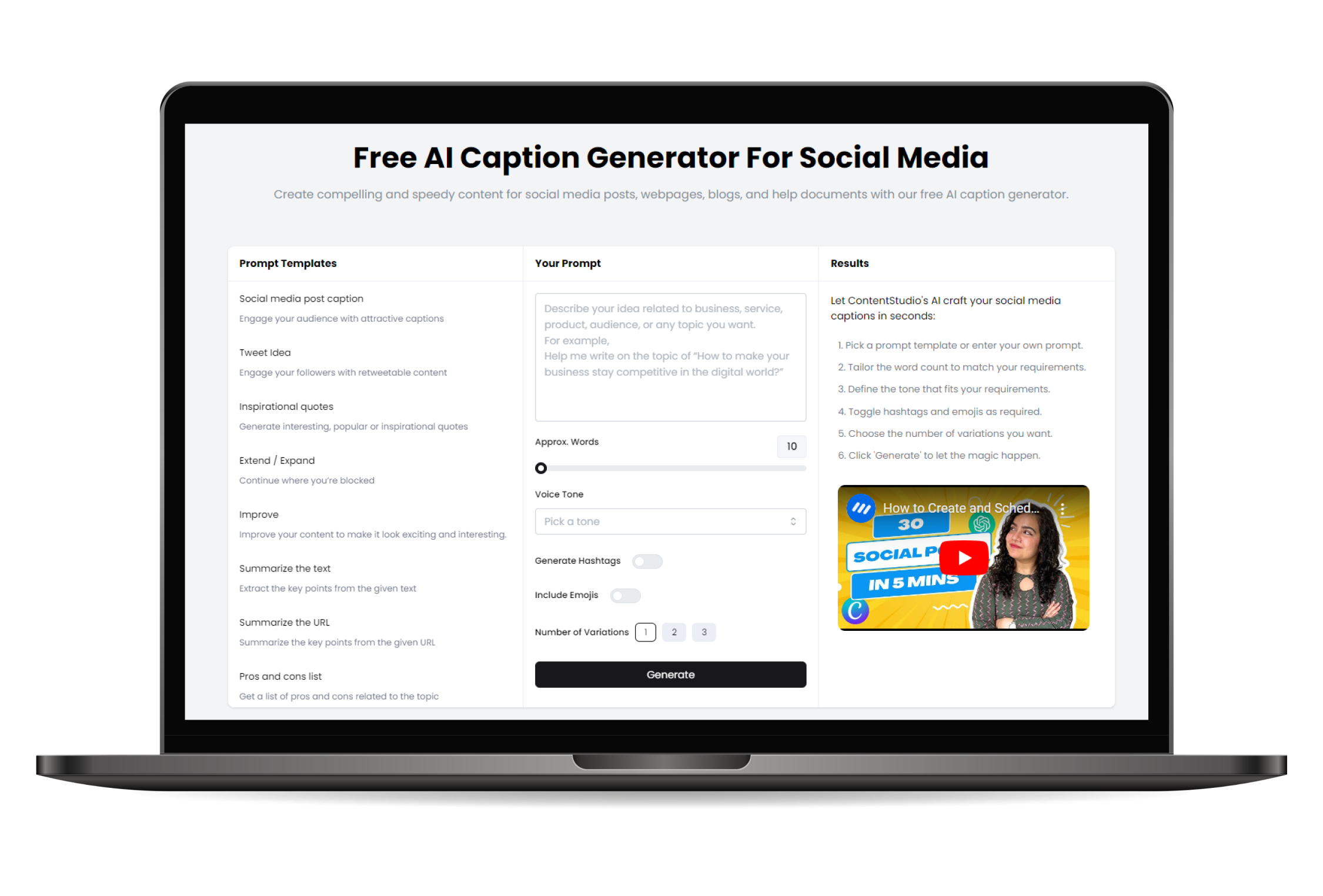 AI Social Caption Generator