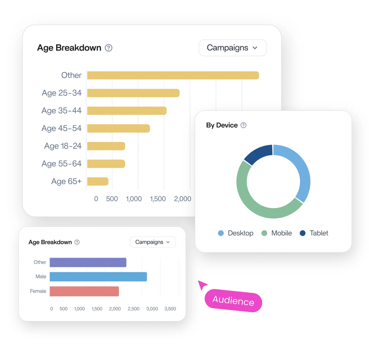 Audience and location breakdown for Google Ads analytics