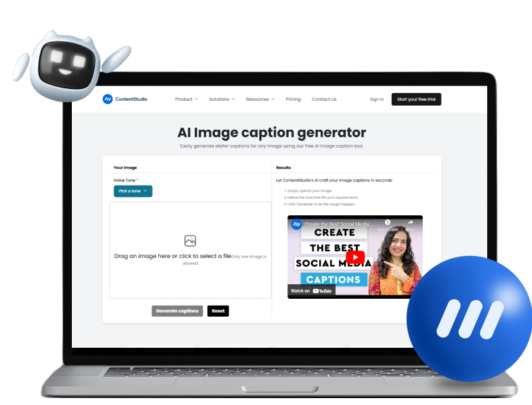 AI image caption generator